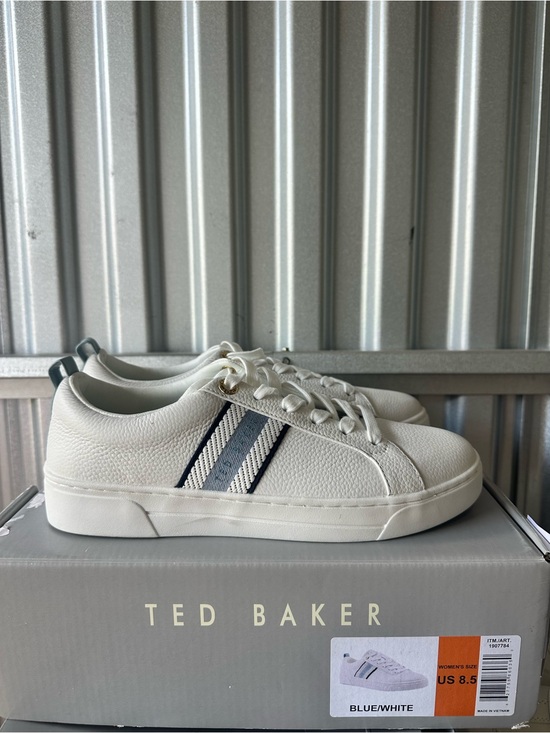 Ted Baker Shoes - Ted Baker White Leather Sneakers with Blue/ White size 8.5 for Women